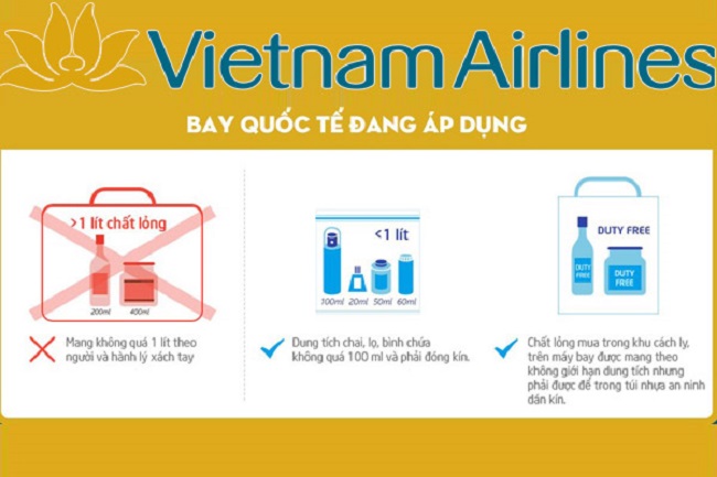 Quy định xách tay hành lý chứa chất lỏng của Vietnam Airlines, Vietjet Air, Jetstar