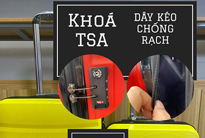 Dòng vali nhựa cải tiến khoá TSA - dây kéo chống rạch cập bến